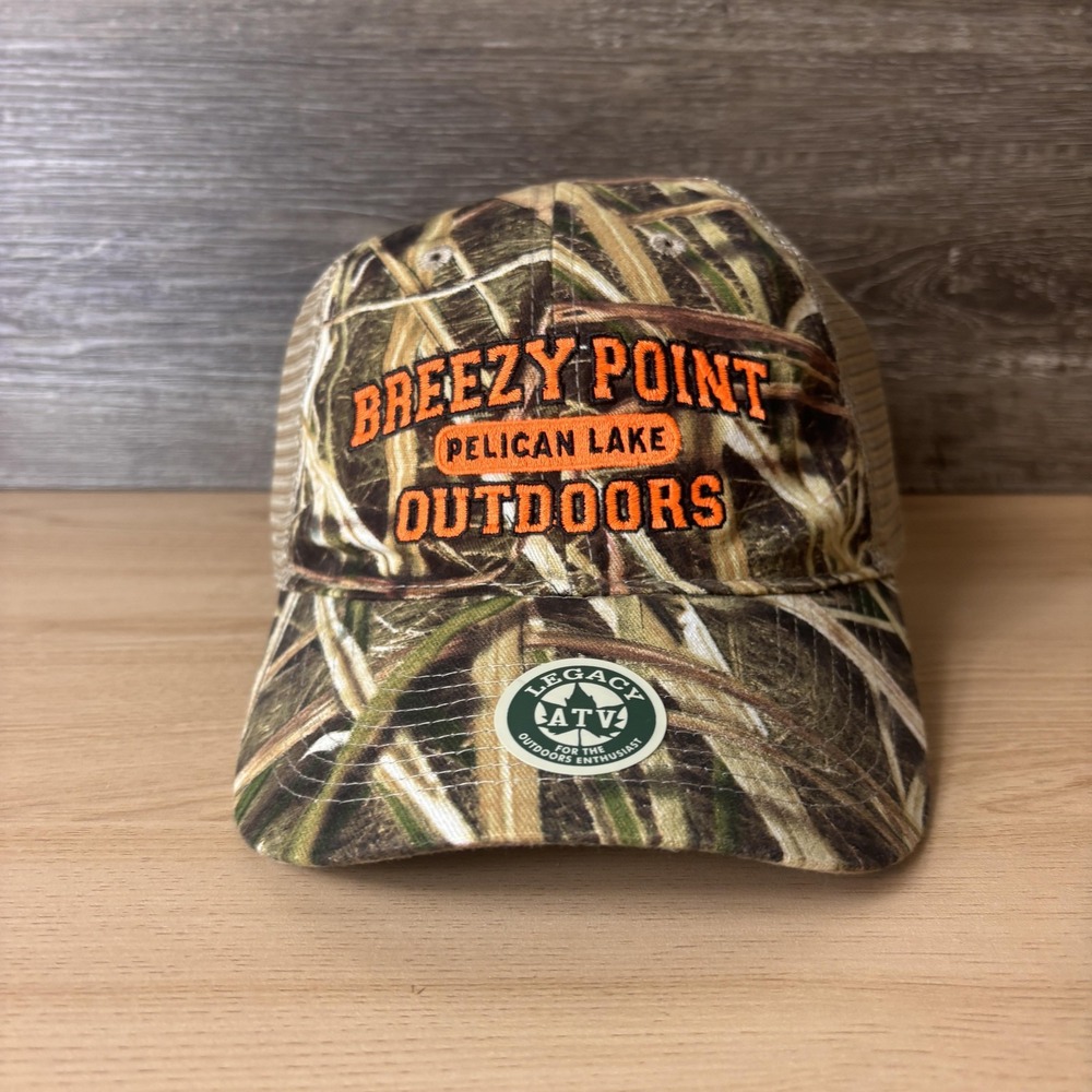 Breezy Point Pelican Lake Outdoors Hat Cap Snap Back Camo Trucker Mesh NWOT